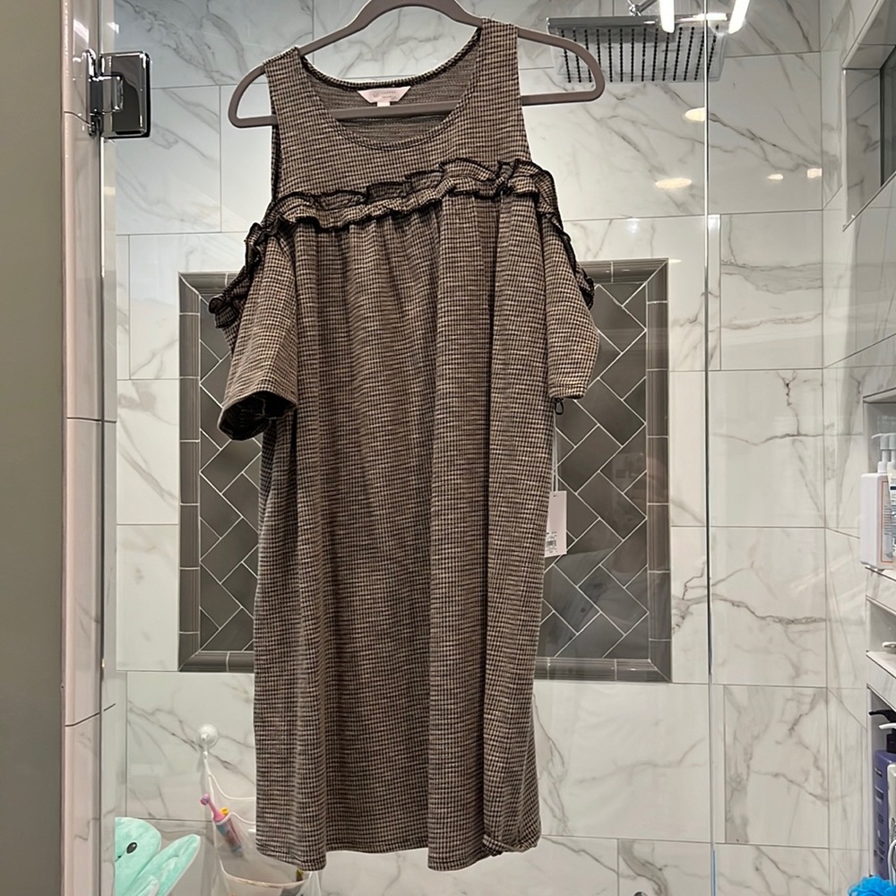 LC LAUREN CONRAD OFF THE SHOULDER DRESS, SZ L, NWT